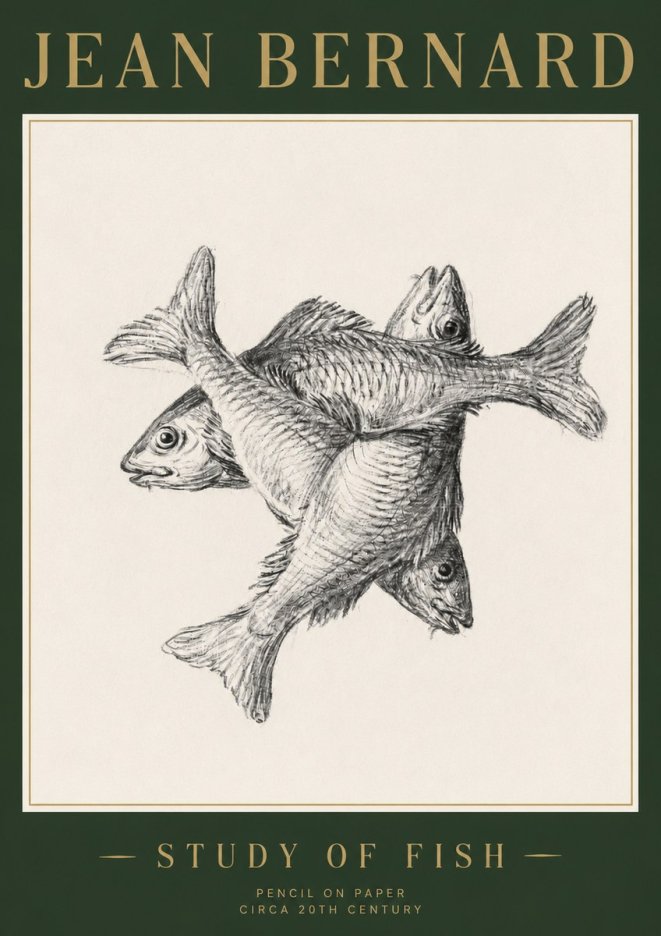 Jean Bernard Study of Fish No3 - Plakat