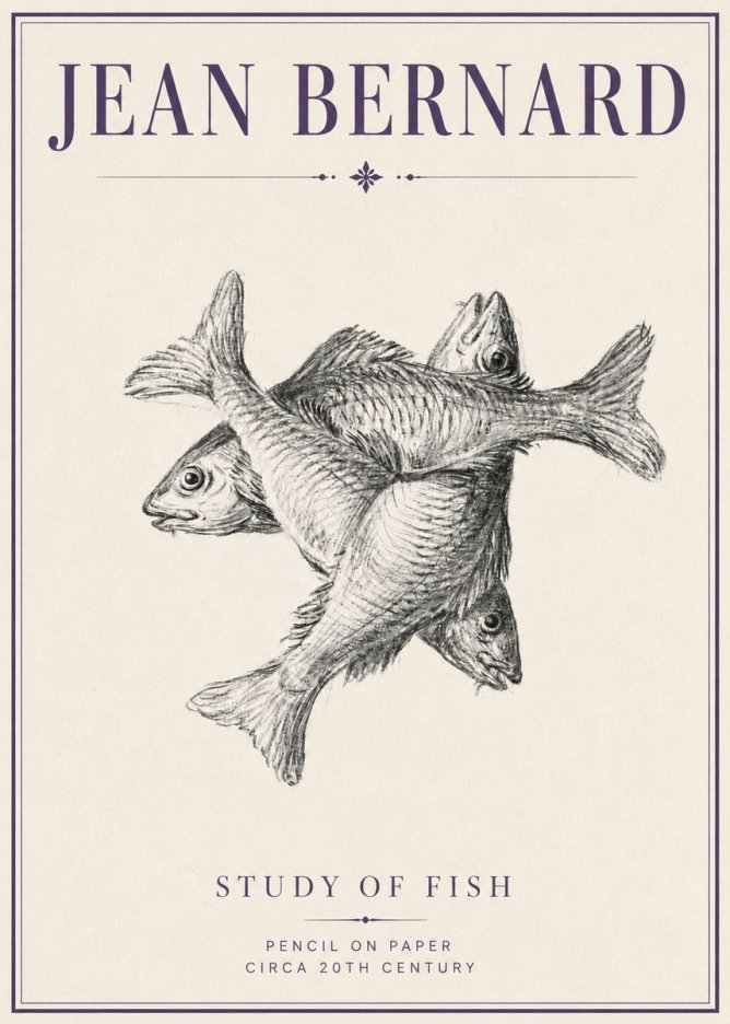 Jean Bernard Study of Fish No4 - Plakat