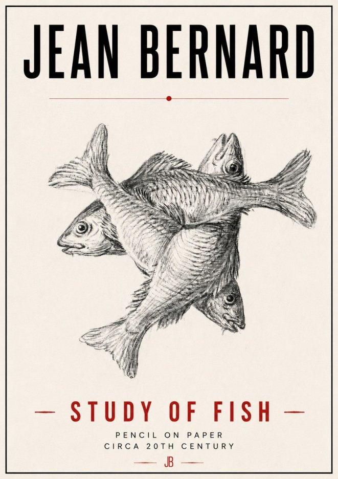 Jean Bernard Study of Fish No6 - Plakat