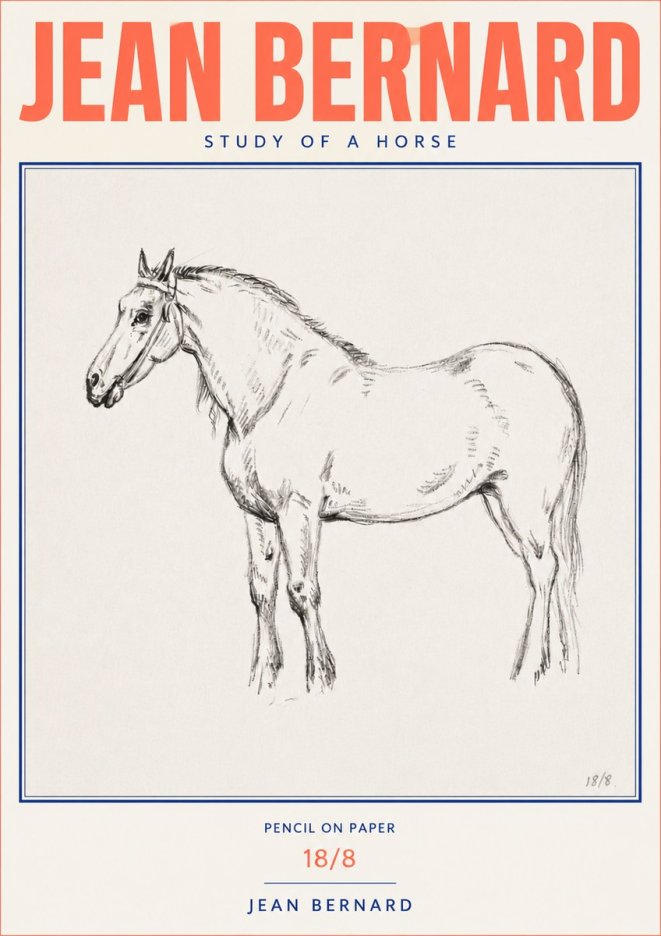 Jean Bernard Study of a Horse XVII No4 - Plakat