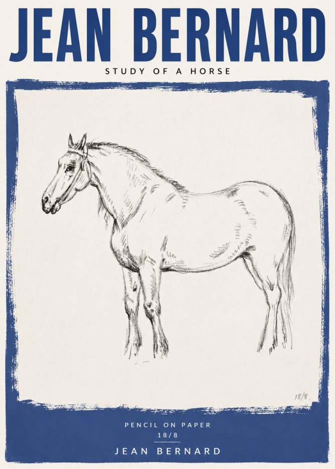 Jean Bernard Study of a Horse XVII No5 - Plakat
