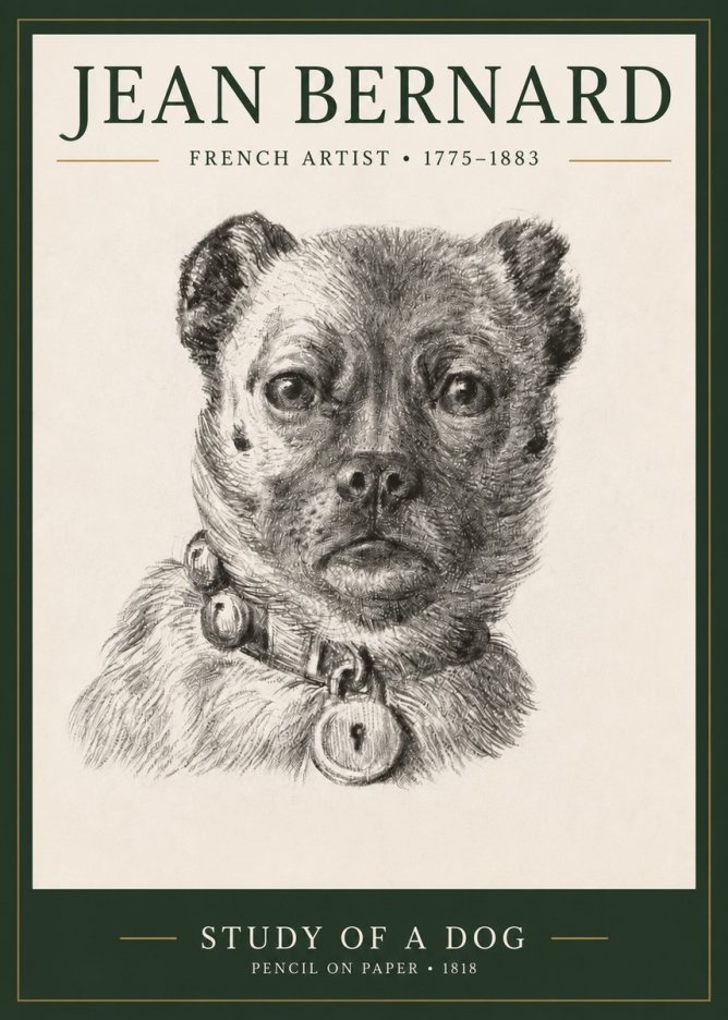 Jean Bernard Study of a Dog IV No3 - Plakat