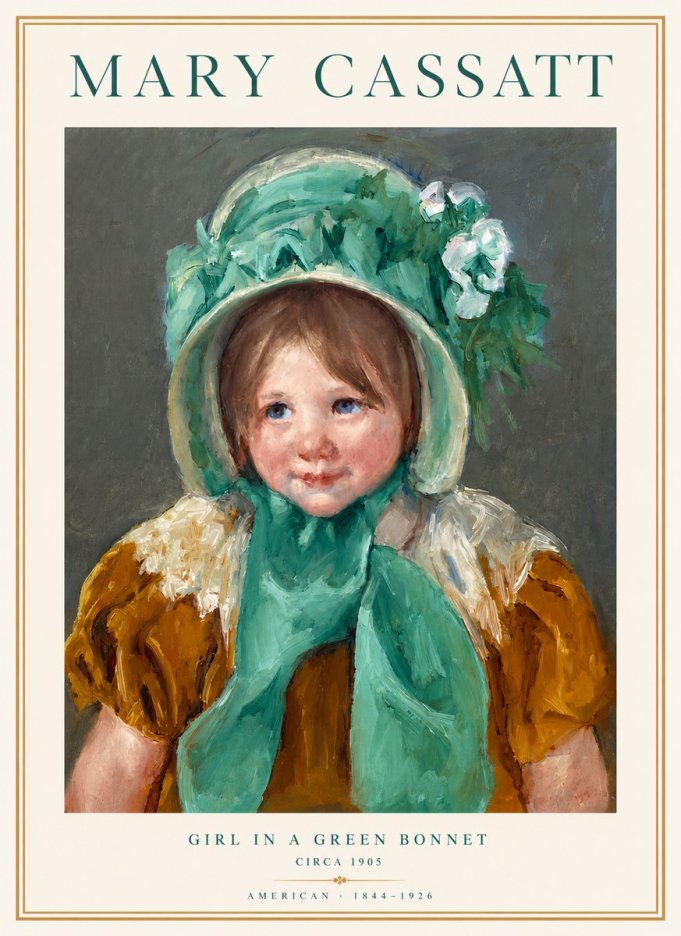 Mary Cassatt Girl in a Green Bonnet No3 - Plakat