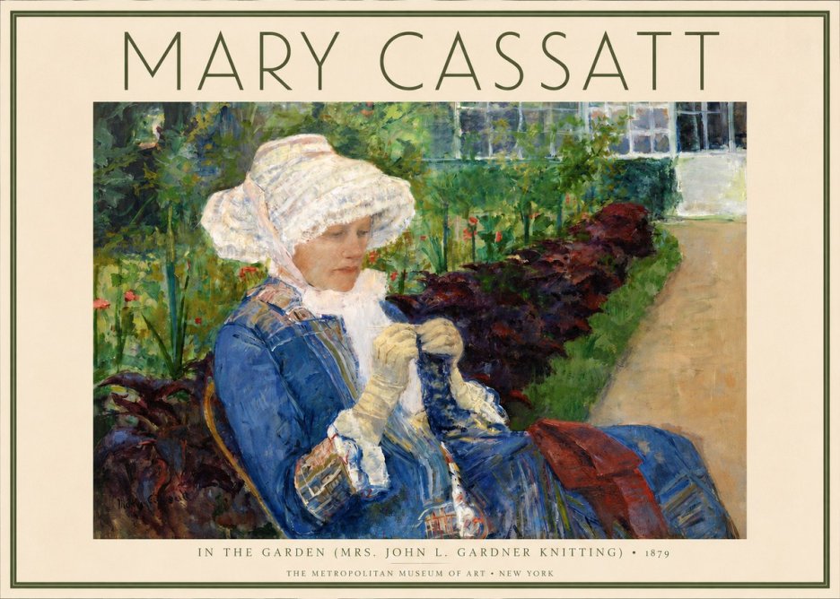 Mary Cassatt In the Garden (Mrs. John L. Gardner Knitting) No2 - Plakat