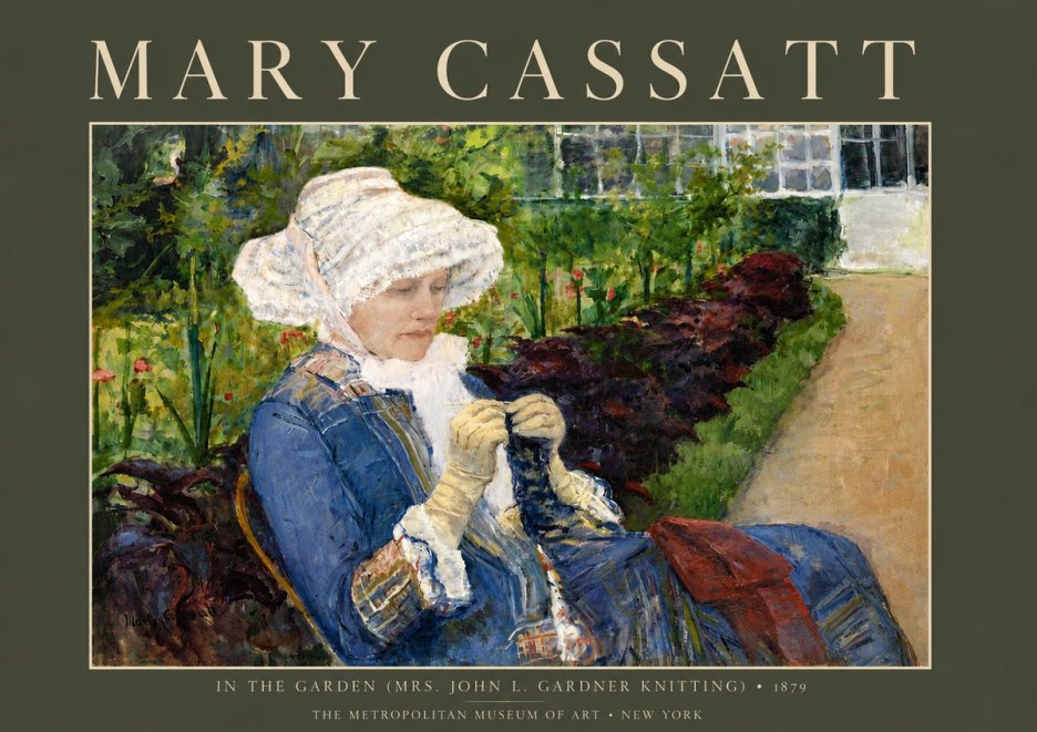 Mary Cassatt In the Garden (Mrs. John L. Gardner Knitting) No5 - Plakat