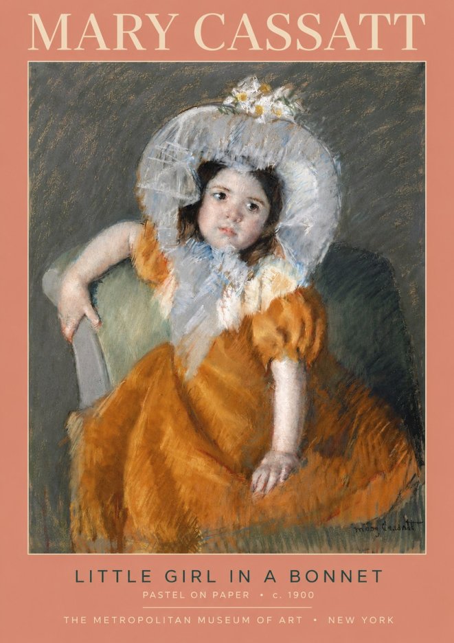 Mary Cassatt Little Girl in a Bonnet No2 - Plakat