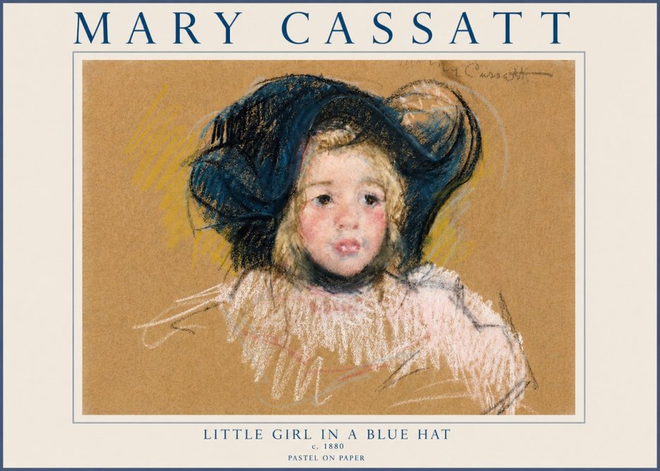 Mary Cassatt Little Girl in a Blue Hat No5 - Plakat