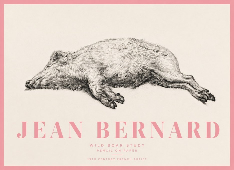 Jean Bernard Wild Boar Study No5 - Plakat