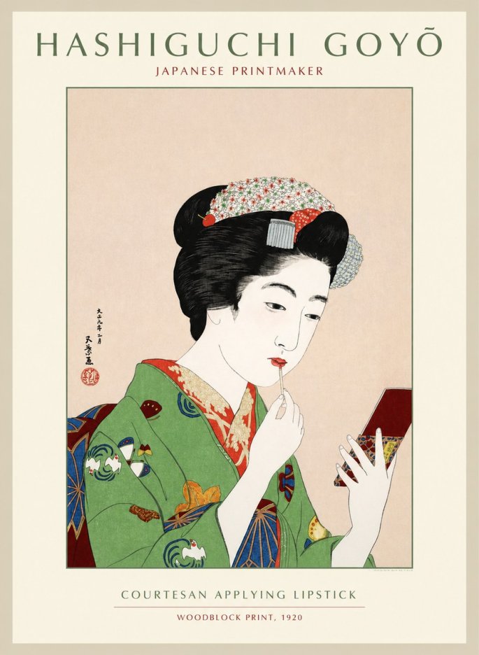 Hashiguchi Goyō Courtesan Applying Lipstick No1 - Plakat