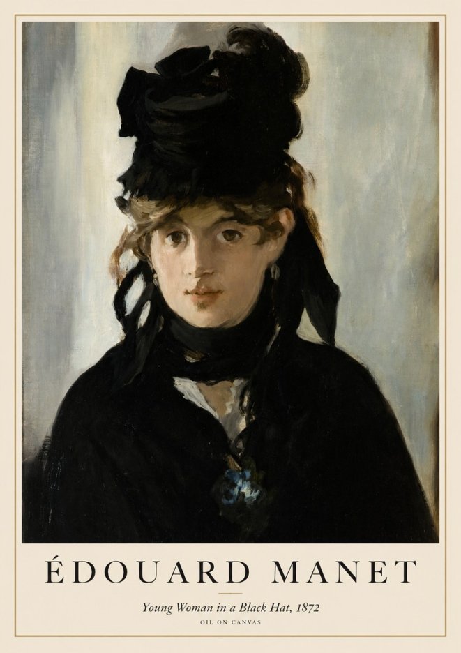 Édouard Manet Young Woman in a Black Hat, 1872 No1 - Plakat