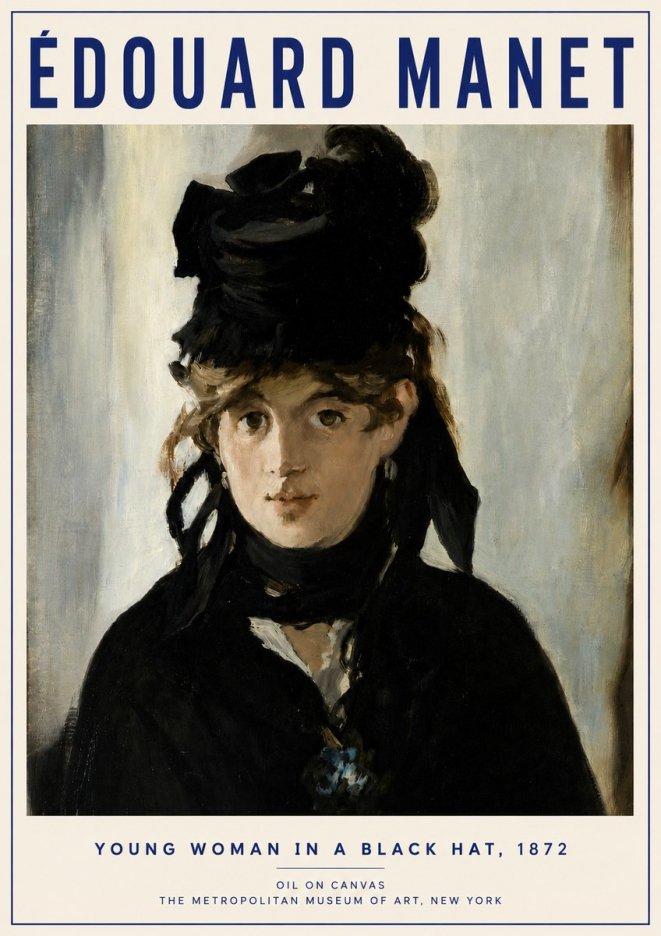 Édouard Manet Young Woman in a Black Hat, 1872 No3 - Plakat