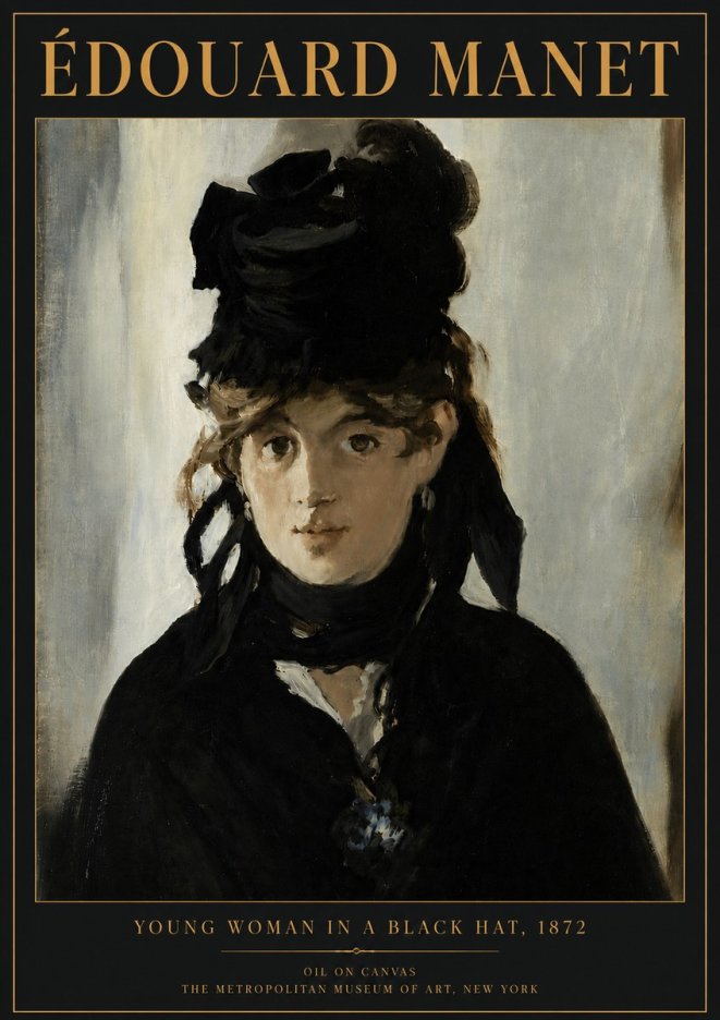 Édouard Manet Young Woman in a Black Hat, 1872 No5 - Plakat