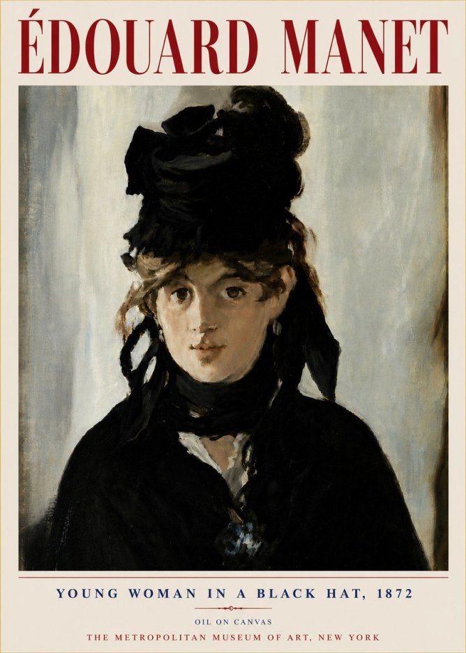 Édouard Manet Young Woman in a Black Hat, 1872 No6 - Plakat