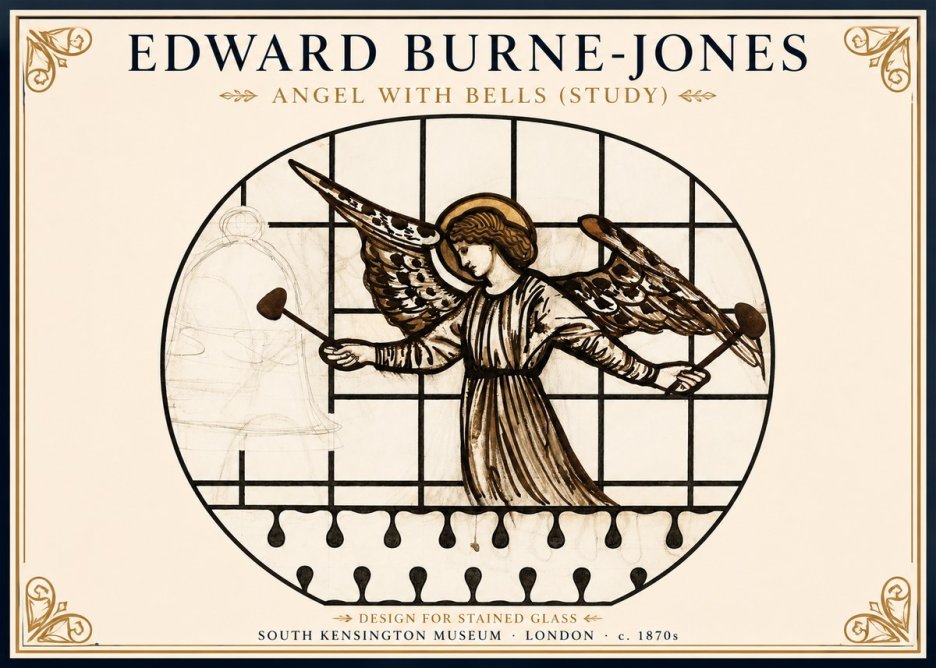 Edward Burne-Jones Angel with Bells (Study) No1 - Plakat