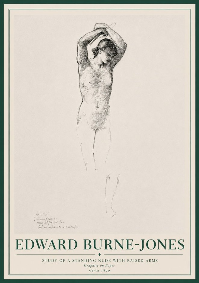 Edward Burne-Jones Standing Nude with Raised Arms (Study) No3 - Plakat