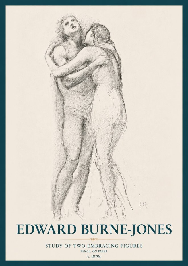Edward Burne-Jones Study of Two Embracing Figures No3 - Plakat