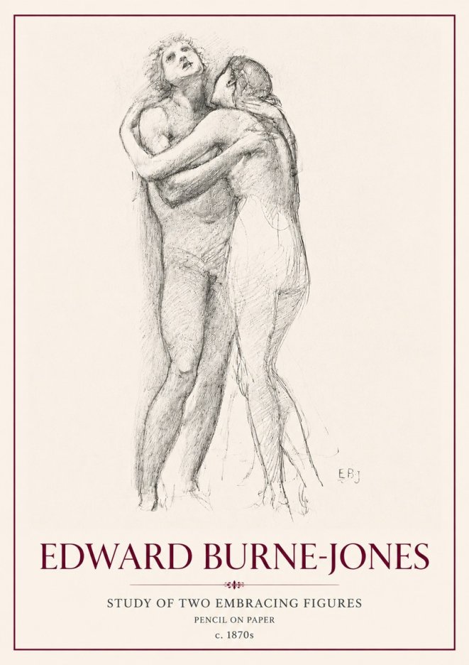 Edward Burne-Jones Study of Two Embracing Figures No6 - Plakat
