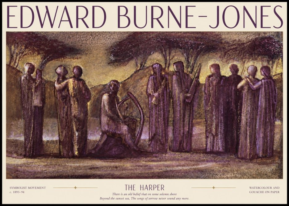 Edward Burne-Jones The Harp of Life No6 - Plakat
