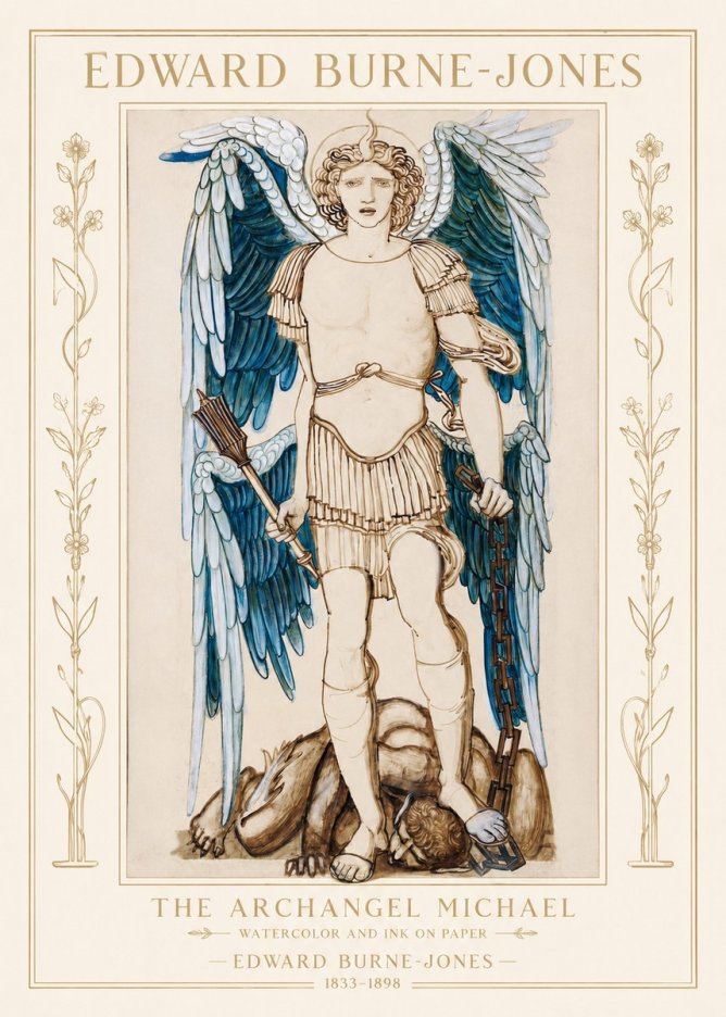 Edward Burne-Jones The Archangel Michael No1 - Plakat