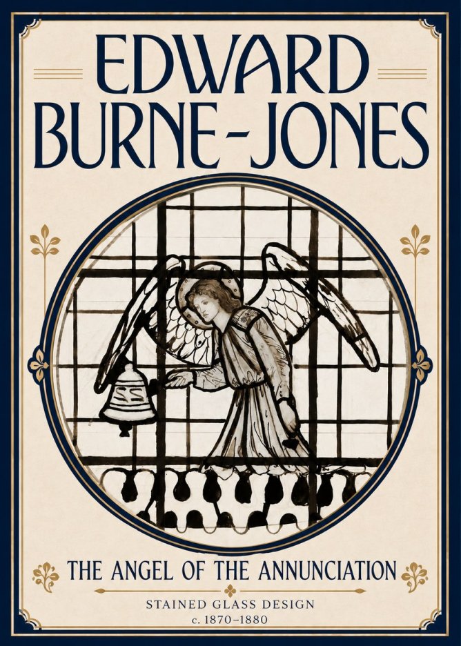 Edward Burne-Jones The Angel of the Annunciation (Stained Glass Design) No5 - Plakat