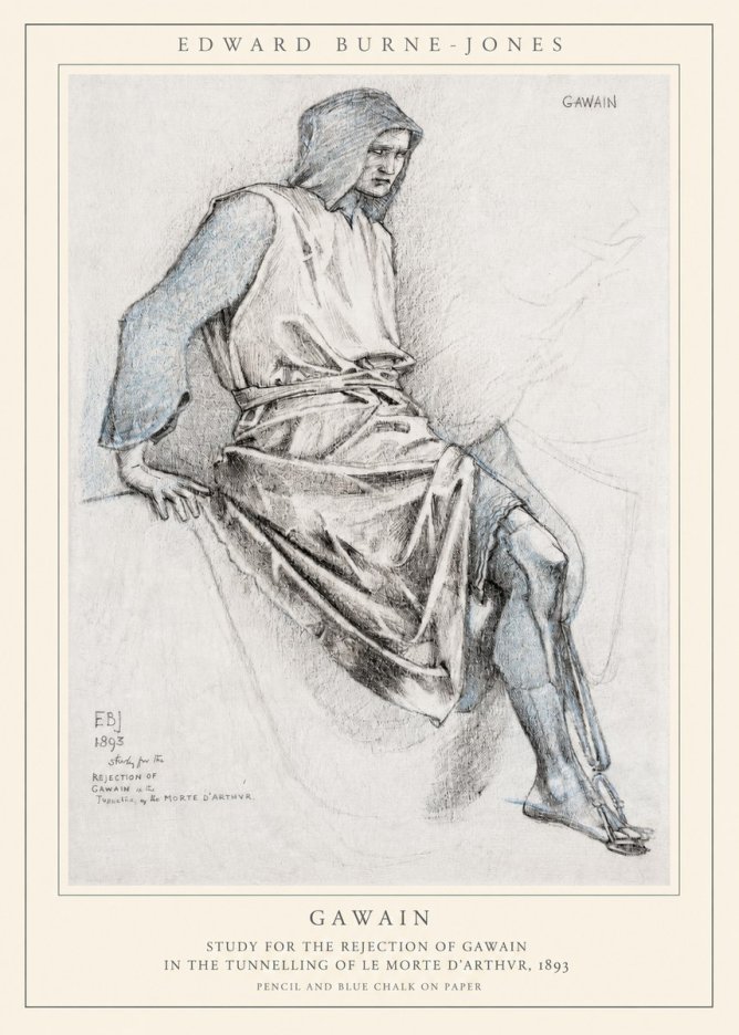 Edward Burne-Jones Gawain - Study for the Rejection of Gawain in the Tunnelling of Le Morte D'arthur, 1893 No1 - Plakat