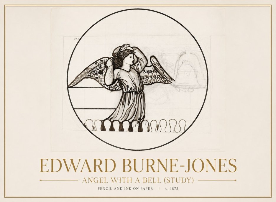 Edward Burne-Jones Angel with a Bell (Study) No1 - Plakat