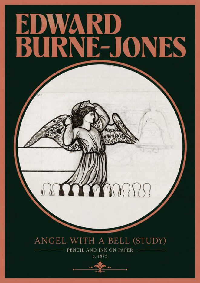 Edward Burne-Jones Angel with a Bell (Study) No2 - Plakat
