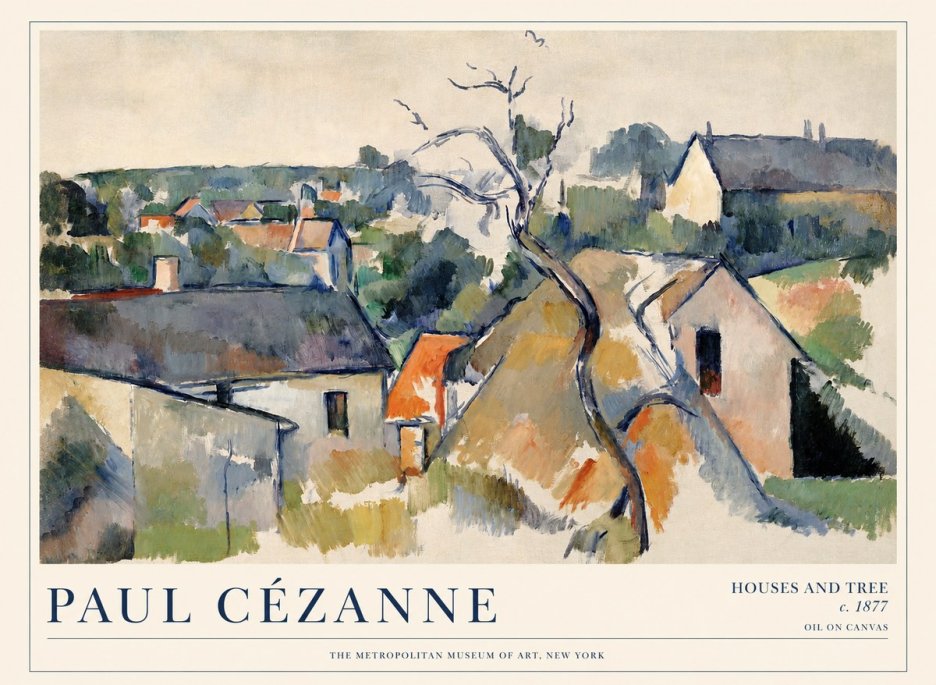 Paul Cézanne Houses and Tree No1 - Plakat