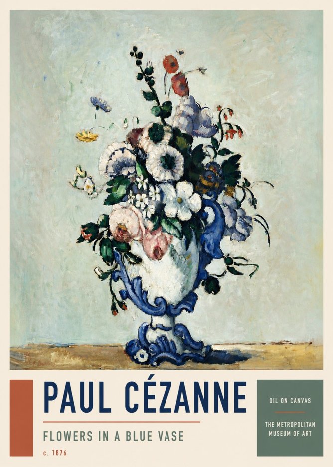 Paul Cézanne Flowers in a Blue Vase No5 - Plakat