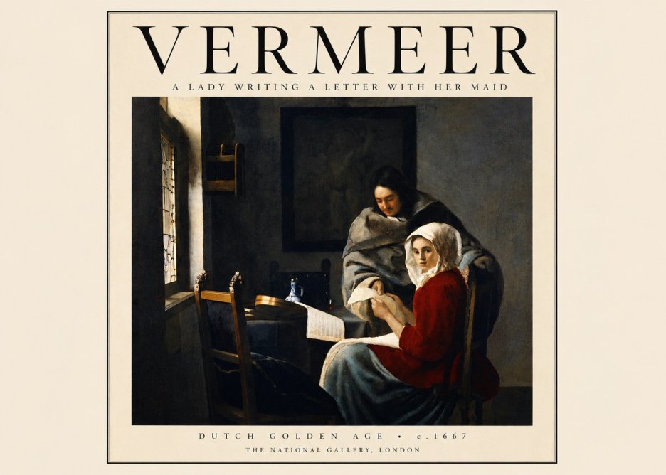 Vermeer A Lady Writing a Letter with Her Maid I No3 - Plakat