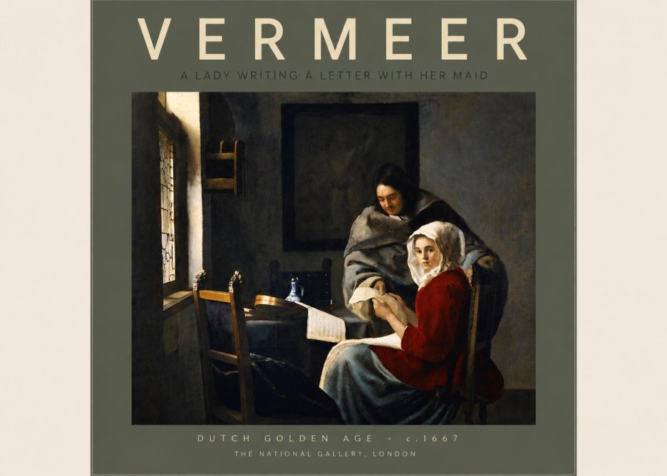 Vermeer A Lady Writing a Letter with Her Maid I No5 - Plakat