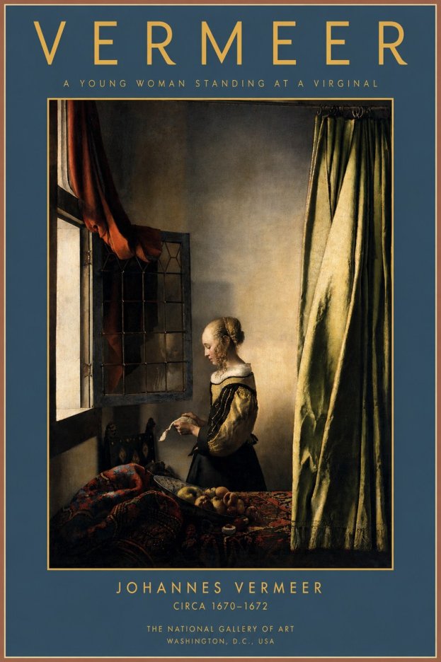 Vermeer A Young Woman Standing at a Virginal No2 - Plakat