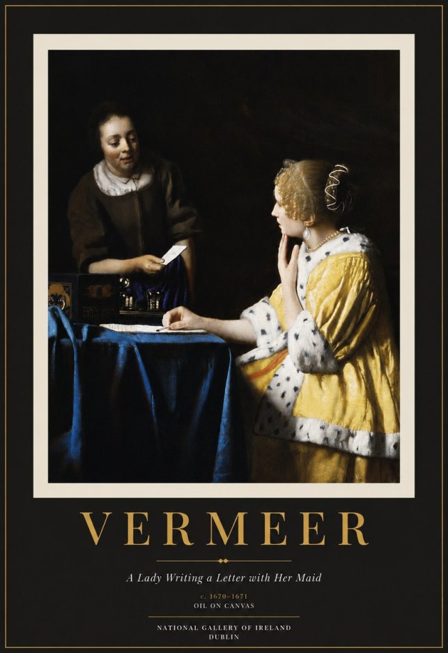 Vermeer A Lady Writing a Letter with Her Maid II No6 - Plakat
