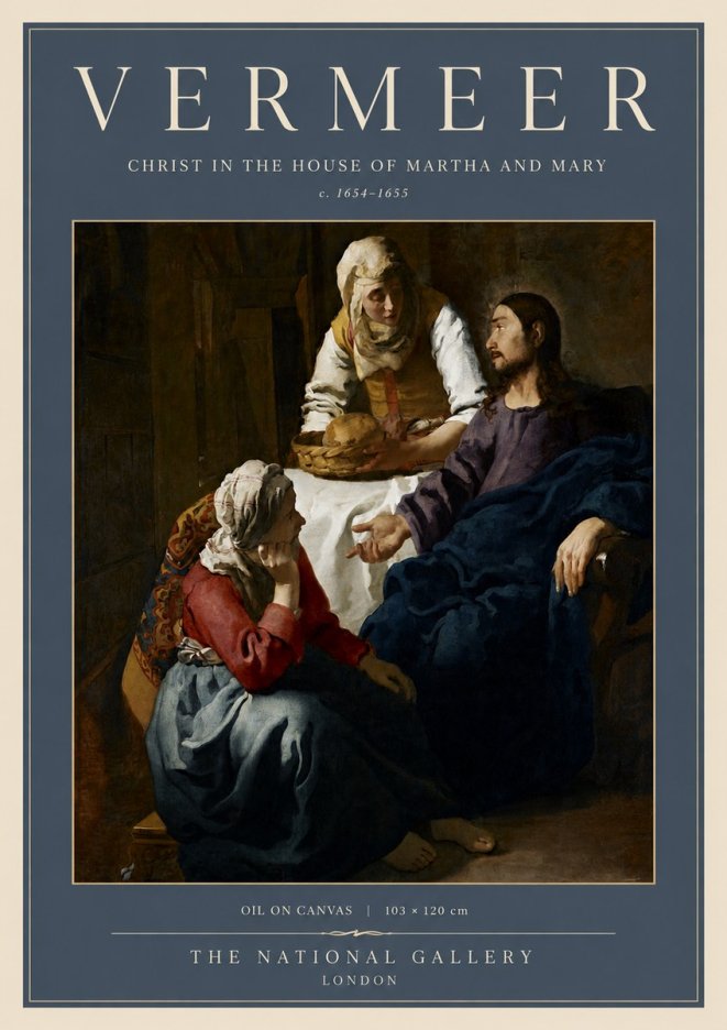 Vermeer Christ in the House of Martha and Mary No5 - Plakat