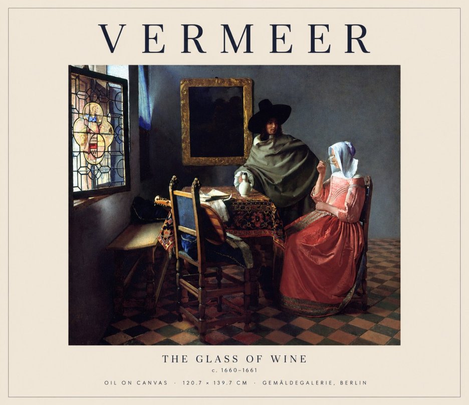 Vermeer The Glass of Wine No1 - Plakat