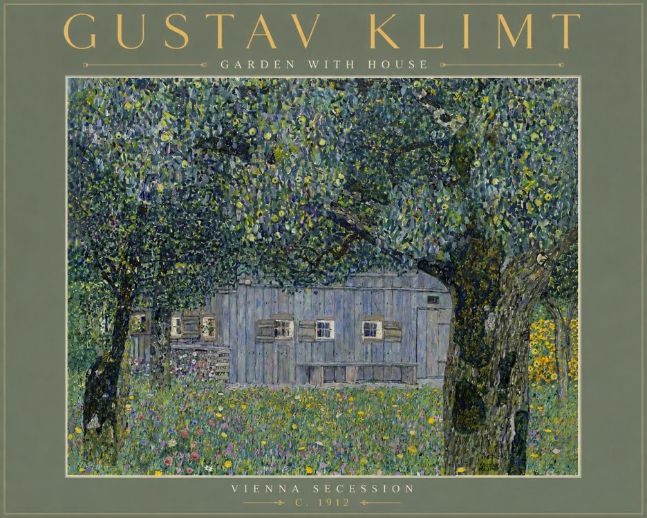 Klimt Garden with House No6 - Plakat