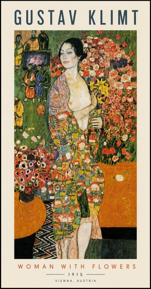 Klimt Woman with Flowers No5 - Plakat