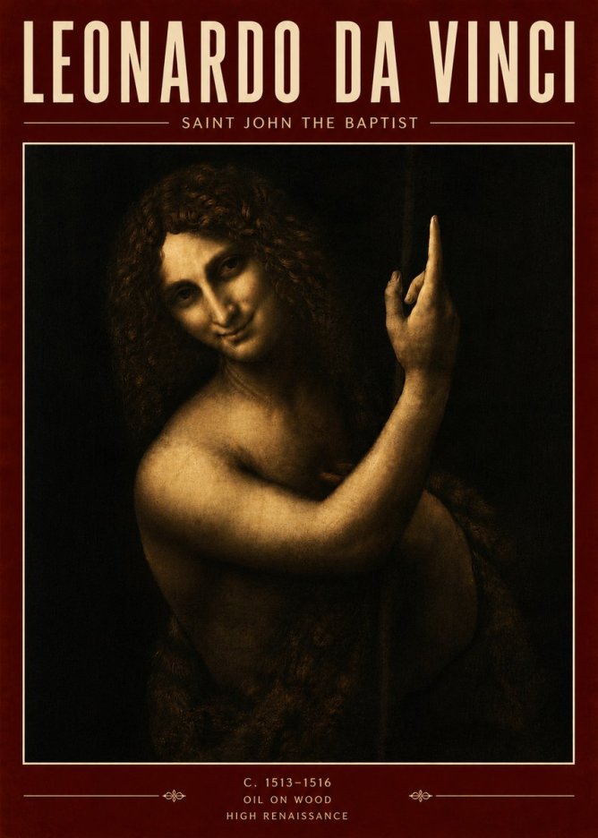 Leonardo da Vinci Saint John the Baptist No5 - Plakat