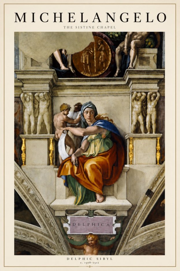 Michelangelo Delphic Sibyl No5 - Plakat