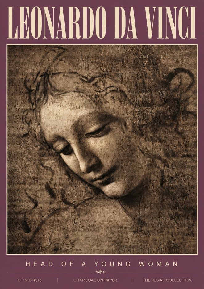 Leonardo da Vinci Head of a Young Woman II No4 - Plakat