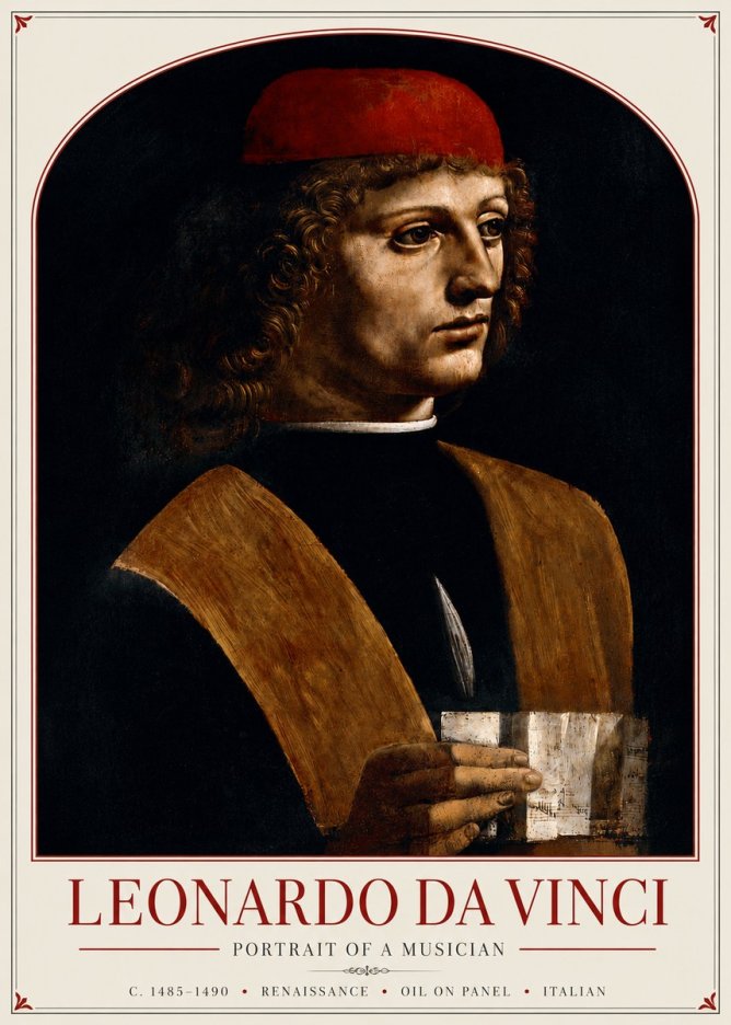 Leonardo da Vinci Portrait of a Musician No3 - Plakat