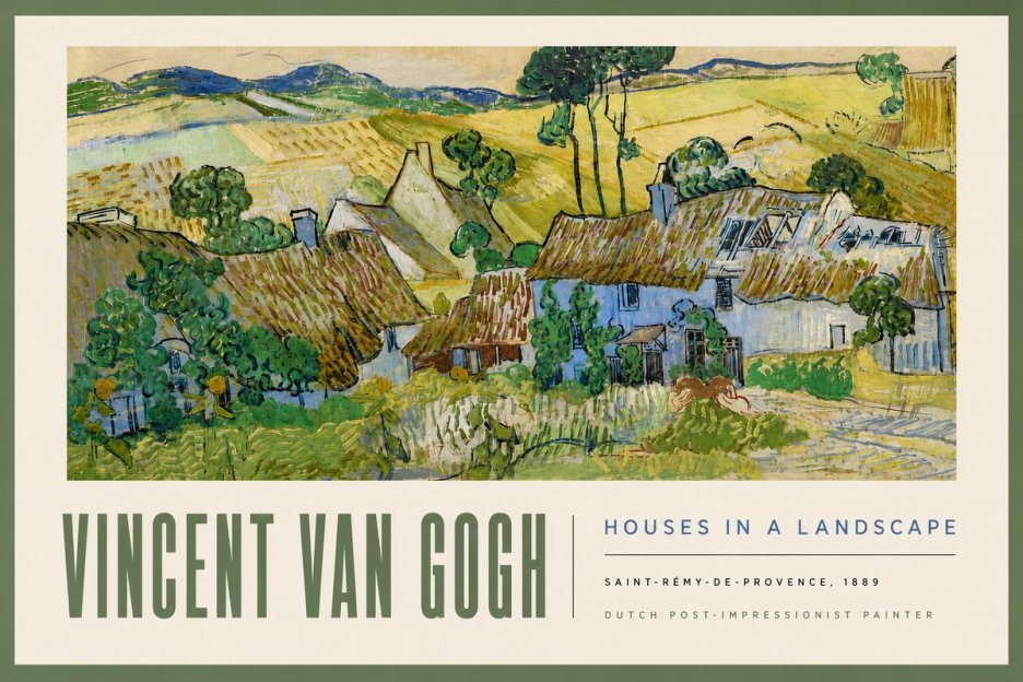 Van Gogh Houses in a Landscape No5 - Plakat