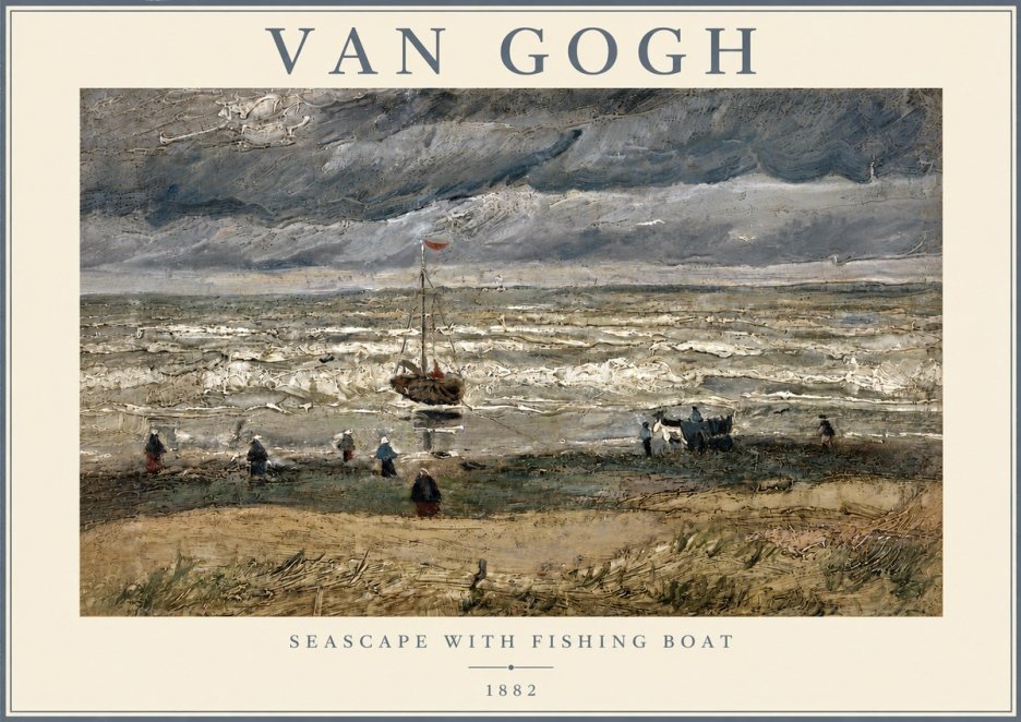 Van Gogh Seascape with Fishing Boat No4 - Plakat