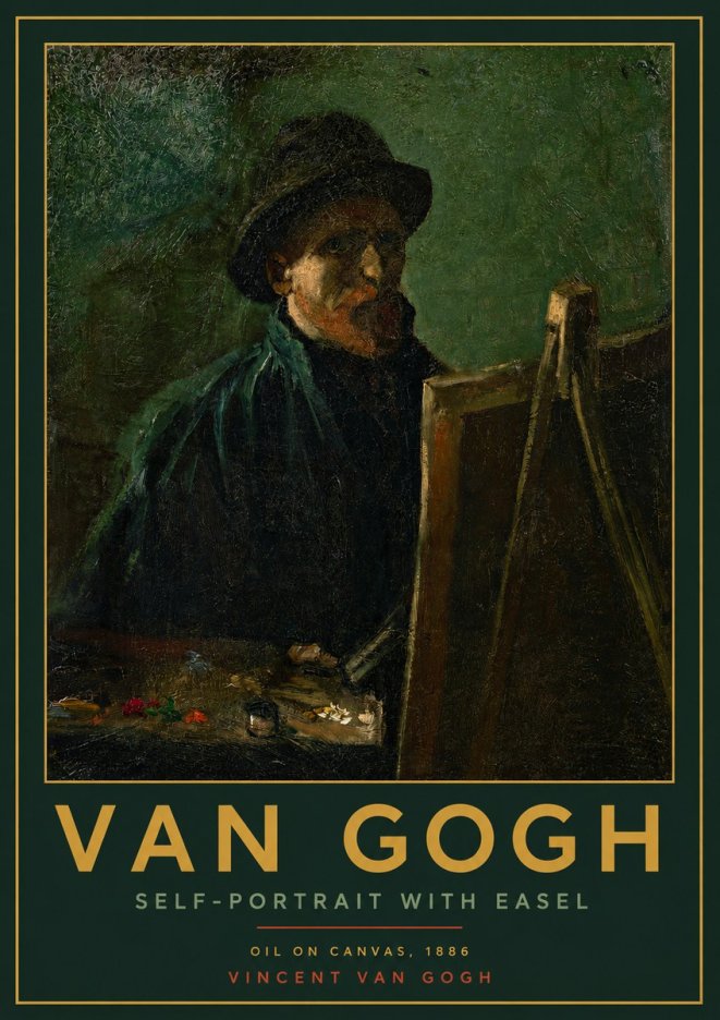 Van Gogh Self-portrait with Easel II No2 - Plakat