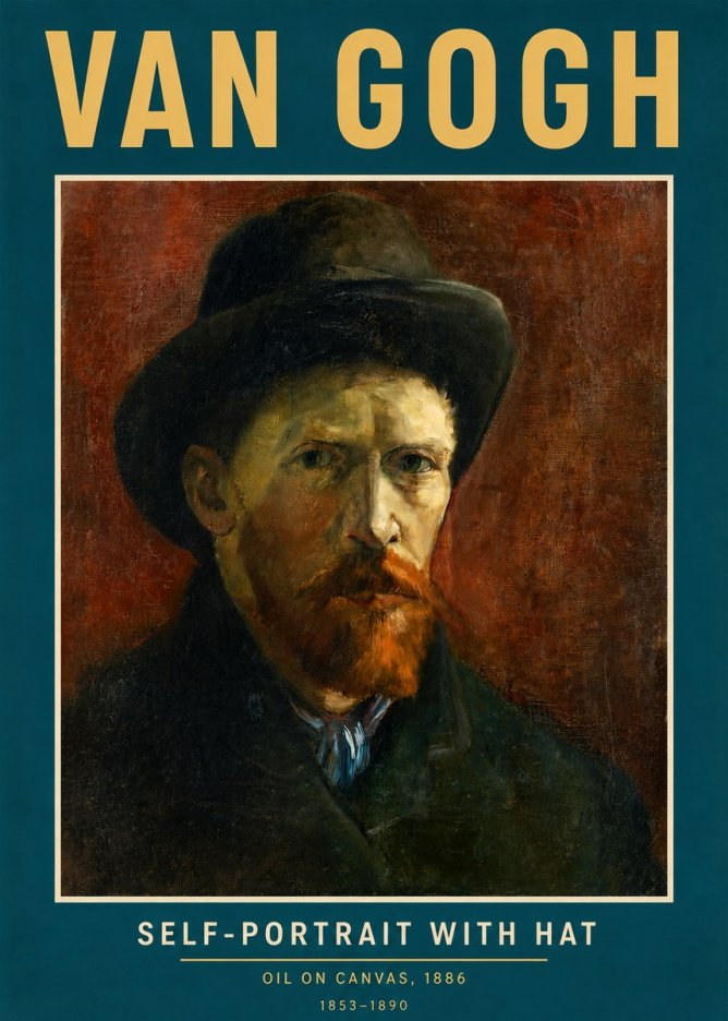Van Gogh Self-portrait with Hat No3 - Plakat