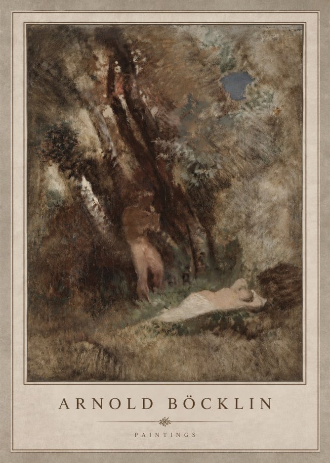 Arnold Böcklin Pan Frightening a Nymph No3 - Plakat
