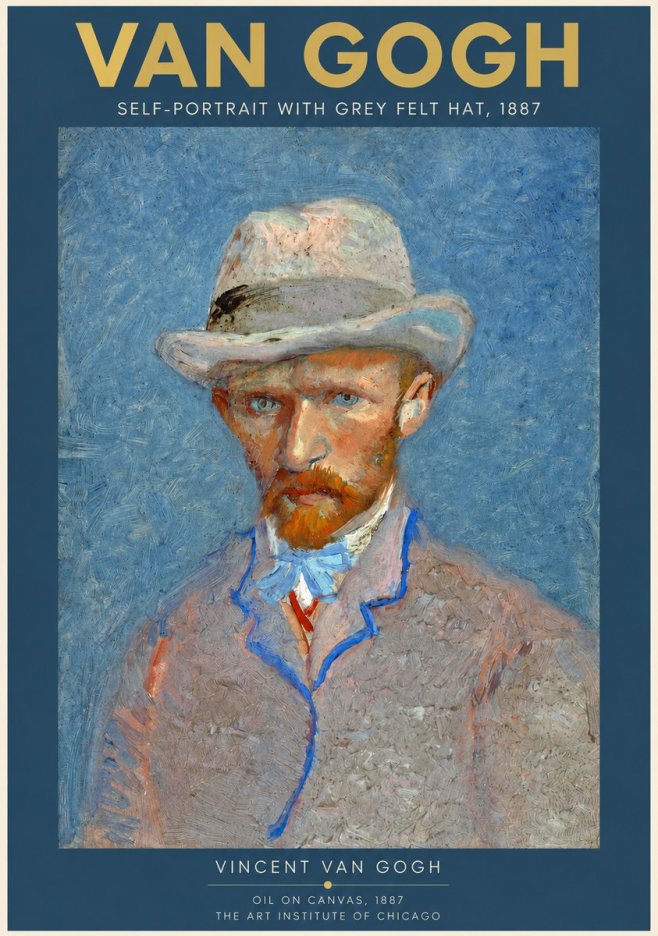 Van Gogh Self-portrait with Grey Felt Hat II No2 - Plakat
