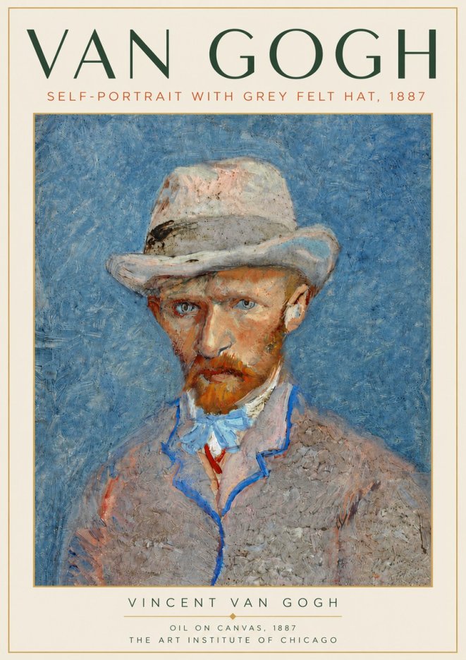 Van Gogh Self-portrait with Grey Felt Hat II No5 - Plakat