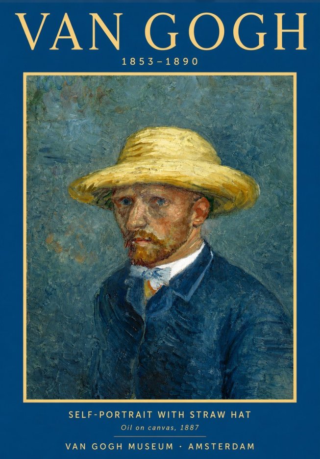 Van Gogh Self-portrait with Straw Hat III No3 - Plakat