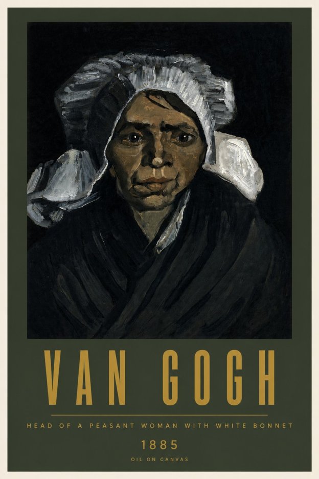 Van Gogh Head of a Peasant Woman with White Bonnet No5 - Plakat